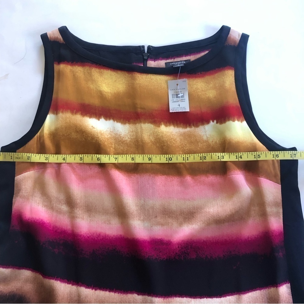 Ann Taylor Women’s Watercolors Stripes Sleeveless Shift Dress Size 4 - Picture 10 of 12